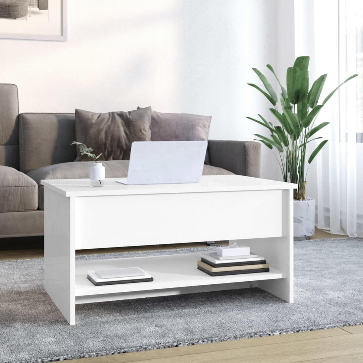 COUCHTISCH Hochglanz-Weiß 80x50x40 cm Holzwerkstoff - Weiß, Holzwerkstoff (80/50/40cm) - furnicato