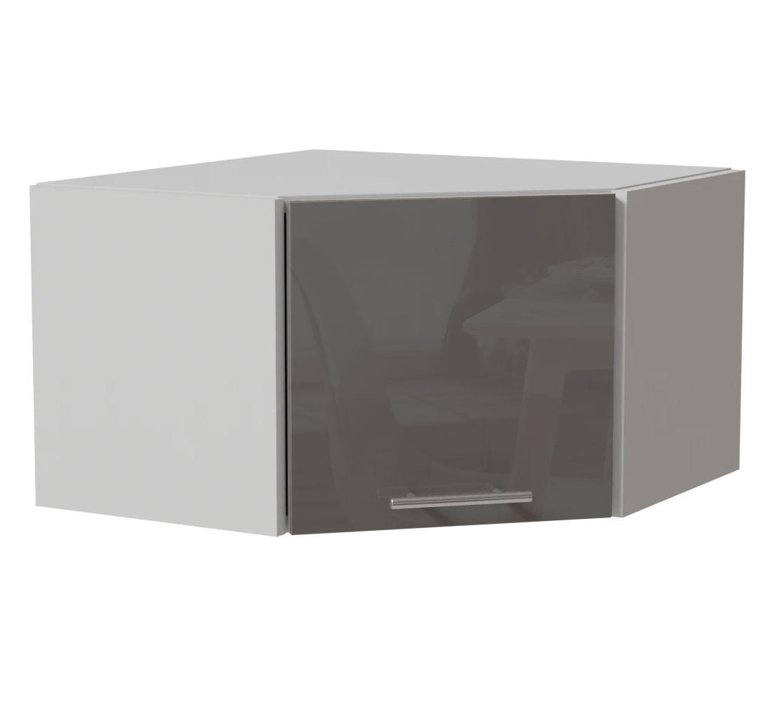 ECKHÄNGESCHRANK Essen W10/60/36 Grau Hochglanz / Weiß Matt 60 / 60 / 36cm - Weiß/Grau, Holz/Holzwerkstoff (60/36/60cm) - Feldmann-Wohnen
