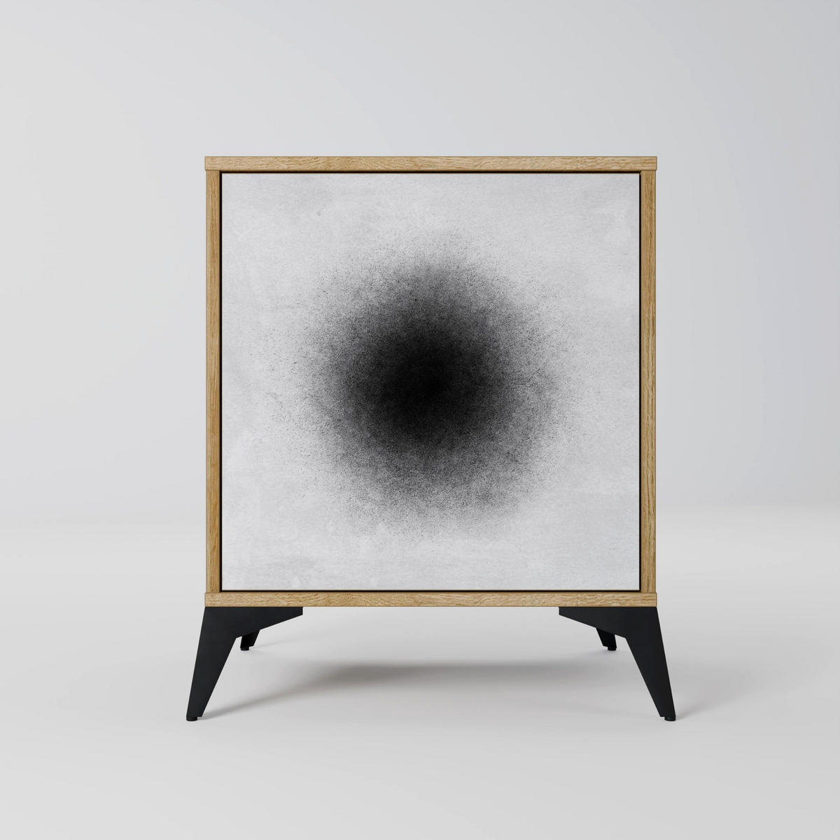 SIDEBOARD BLACK HOLE, Eichefarben, 57,5x42x67,5 cm, Schwarze Metall-Rahmenfüße - Eichefarben/Multicolor, Holzwerkstoff/Metall (57.5/67.5/42cm) - SpaceRebels