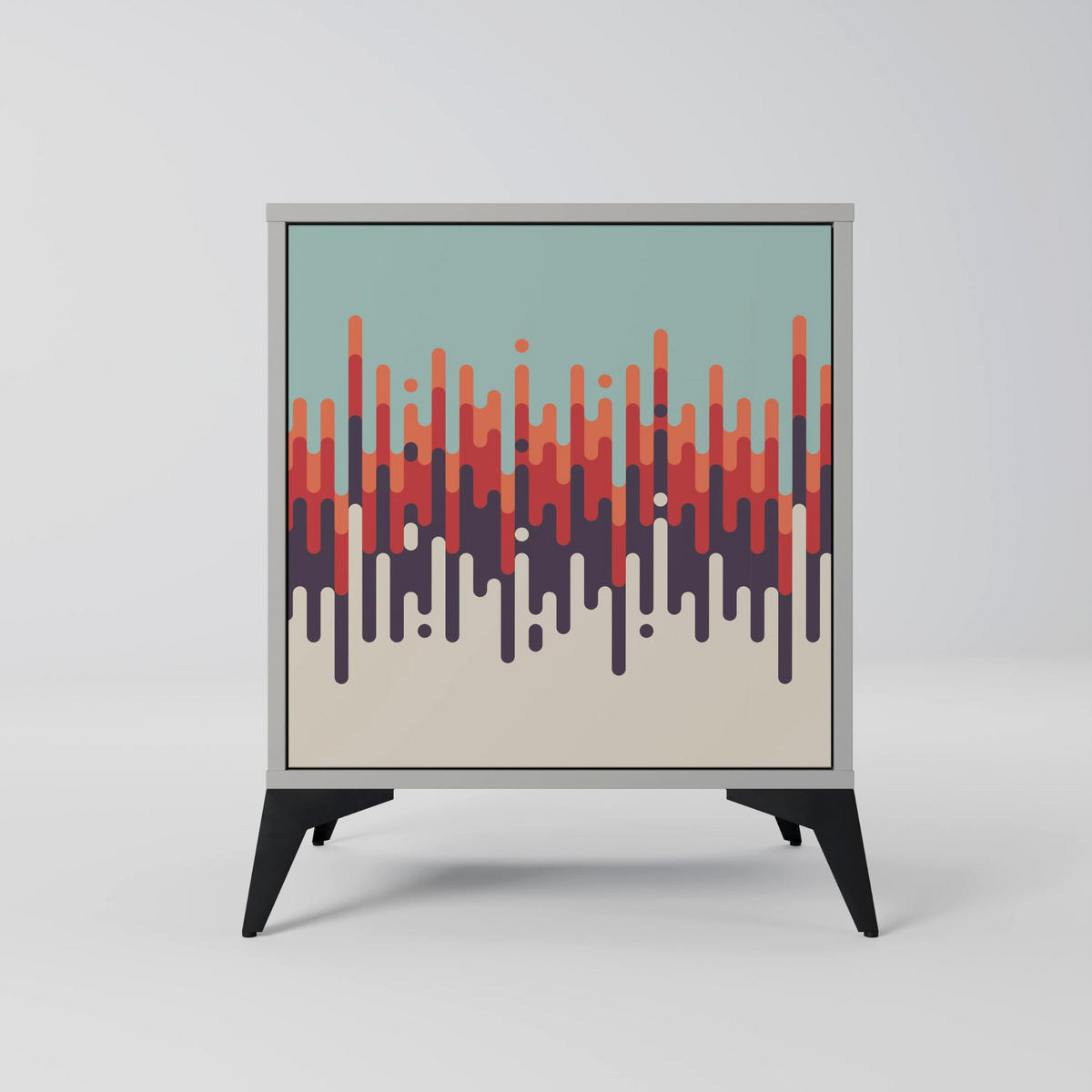 SIDEBOARD CHROMA CONTOURS, Grau, 57,5x42x75,5 cm, Goldfarbene Metallfüße - Goldfarben/Multicolor, Holzwerkstoff/Metall (57.5/75.5/42cm) - SpaceRebels