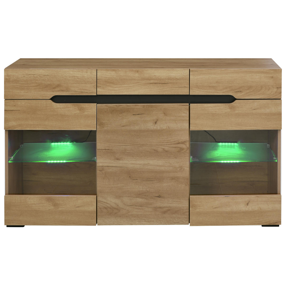 SIDEBOARD 140/35/80 cm aus Spanplatte mit LED-Beleuchtung Eichefarben - Naturfarben, Holzwerkstoff (140/80/35cm) - Modenvie