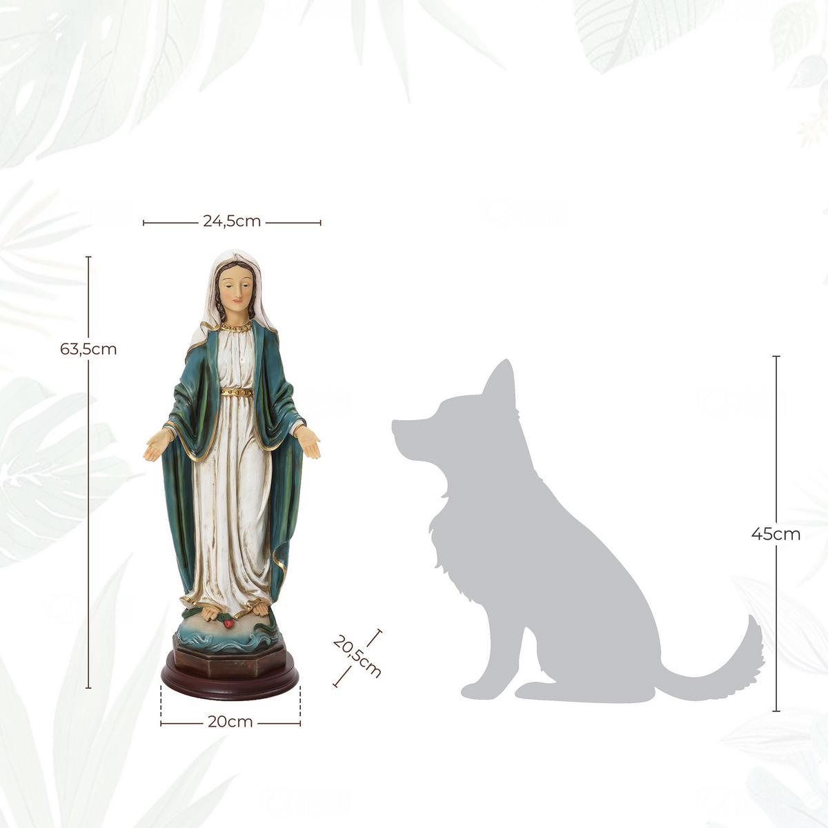 STANDSKULPTUR Heilige Maria, große Gebetsstatue | B24.5 x T20.5 x H63.5 cm - Multicolor, Kunststoff (24.5/63.5/20cm) - Hometopia