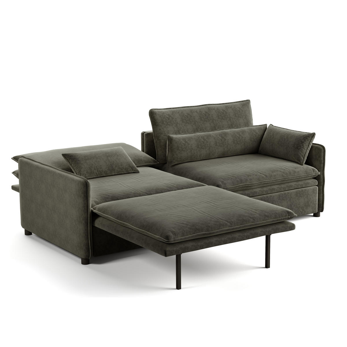 SCHLAFSOFA 3-in-1 ausziehbar mit Staufach, DE-42857, Dunkelgrau - Dunkelgrau, Holzwerkstoff (206/86/91cm) - ComfortXL