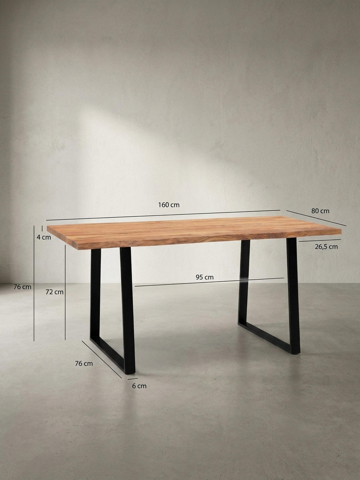 SCHREIBTISCH Massivholz Baumkante Handgefertigt Akazie TARN, Goldbraun-Schwarz 160x80x76 cm - Schwarz/Braun, Holz/Metall (80/160/76cm) - KADIMA DESIGN