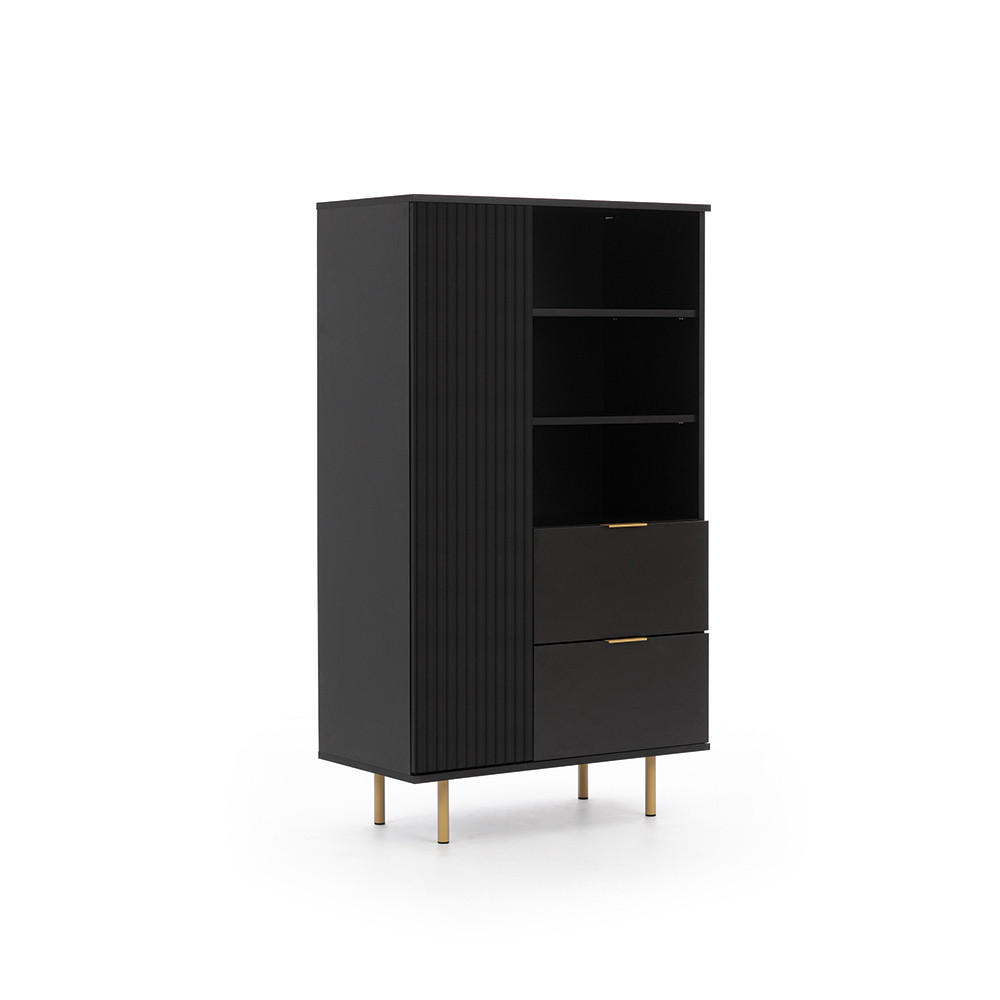 Lomado Highboard Schwarz 80x140x41 cm