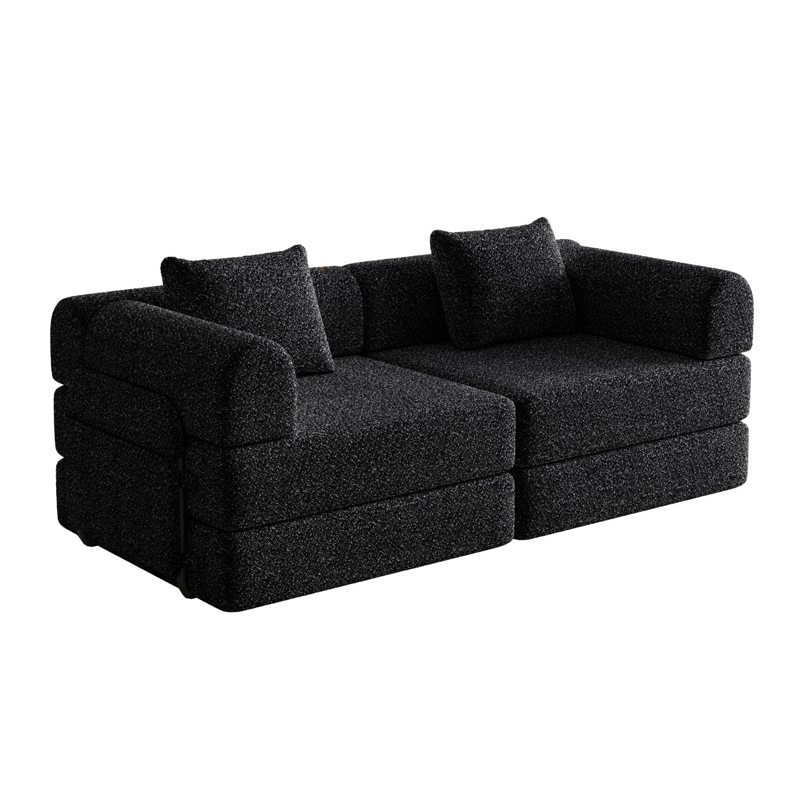 2-SITZER Sofa, 2 in 1 Schlafsofa mit Stauraum und Armlehnen,Chenille,Khaki - Braun, Textil (184/69/91cm) - PARAFTA HOME