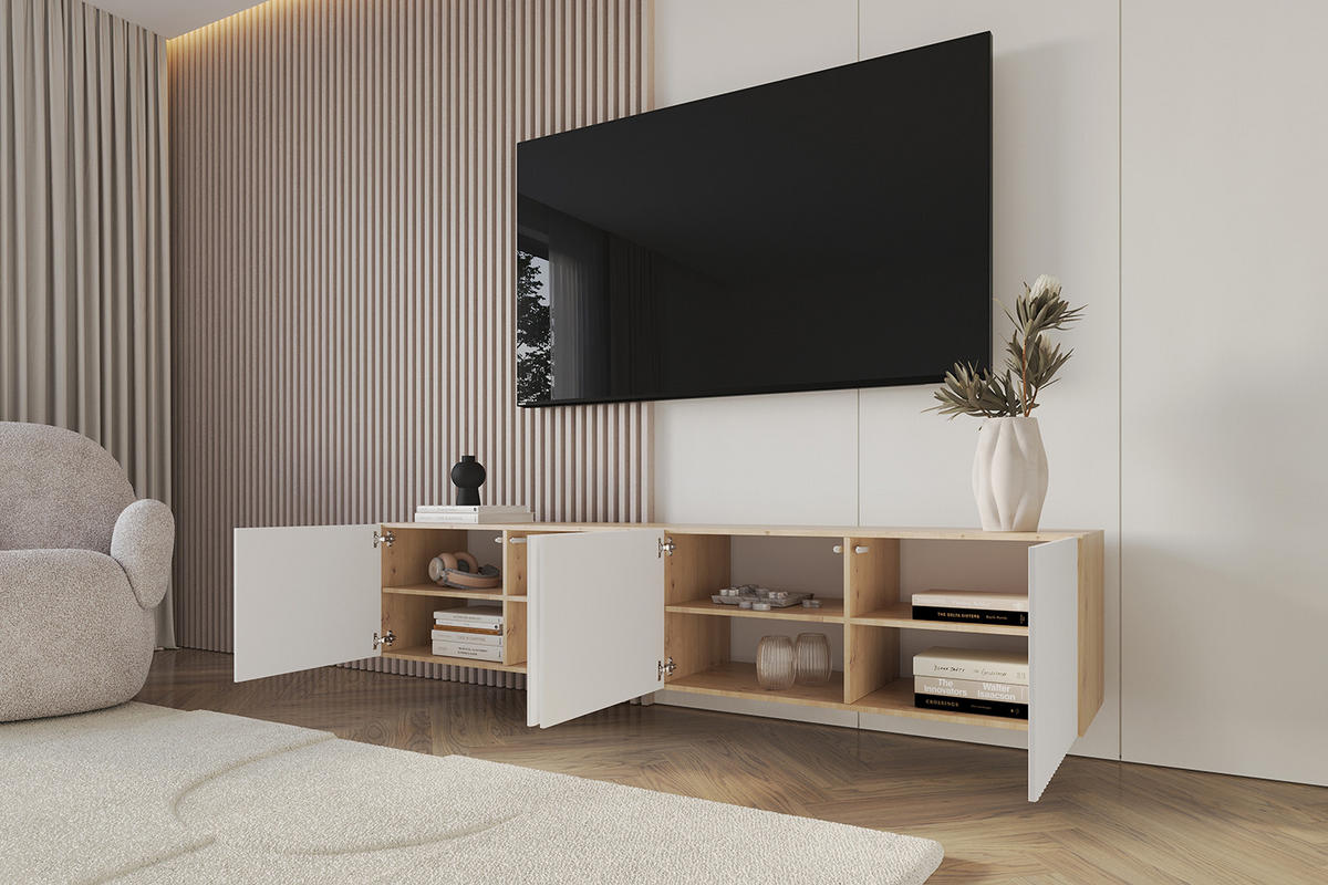 LOWBOARD NOA-2-W 2x100x40x41 cm - Artisan / Weiß - Weiß, Holzwerkstoff (200/40/41cm) - ALTDECOR