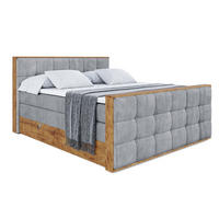 BOXSPRINGBETT mit Matratze H3|H4 und Lattenrost - LOLLI7-Z KING-160x200 - Grau Casablanca - Grau, Holzwerkstoff (160/200cm) - ALTDECOR