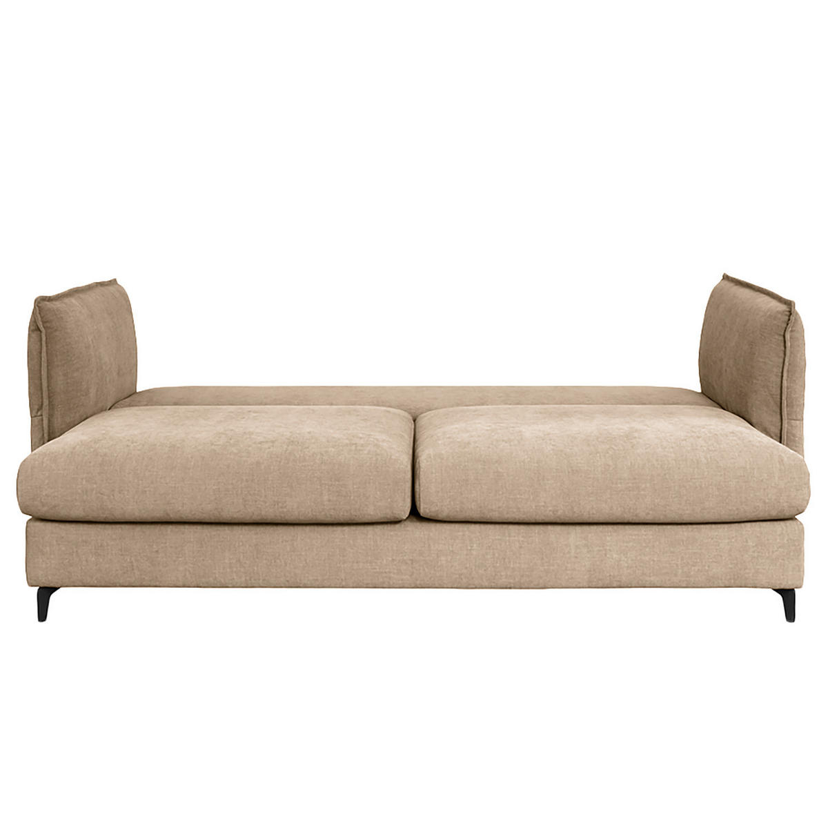 SCHLAFSOFA - Webstoff - Hellbraun/Schwarz, Textil/Metall (256/101/115cm) - home24