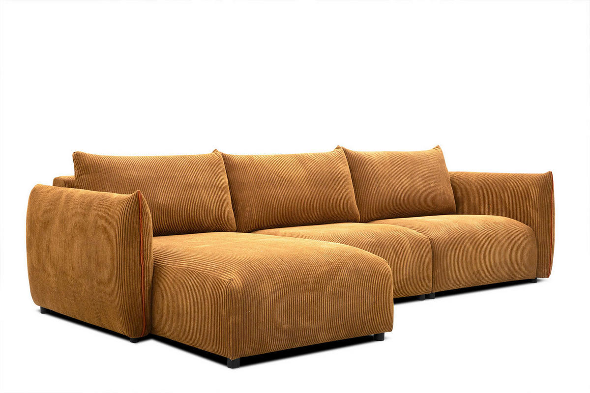 ECKSOFA TAUER 5-Sitzer, honig - Schwarz/Honig, Holzwerkstoff/Kunststoff (173/294cm) - Courtois Laville