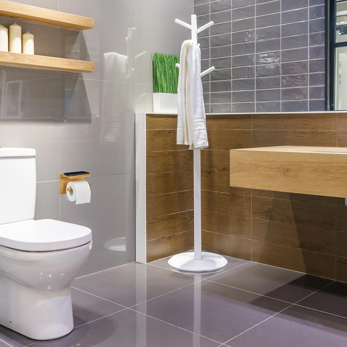 TOILETTENPAPIERHALTER Bambus - Hellbraun, Holz (16/12/10.3cm) - Relaxdays