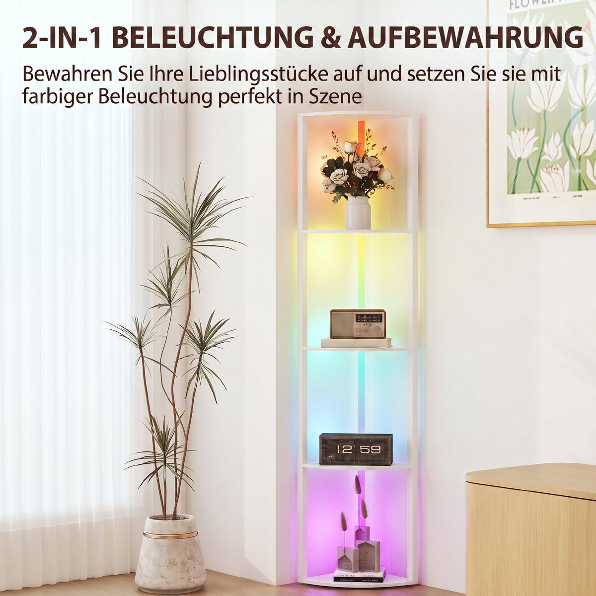 STEHLAMPE MDF Weiß - Weiß, Holzwerkstoff (42/29.5/163cm) - HOMCOM