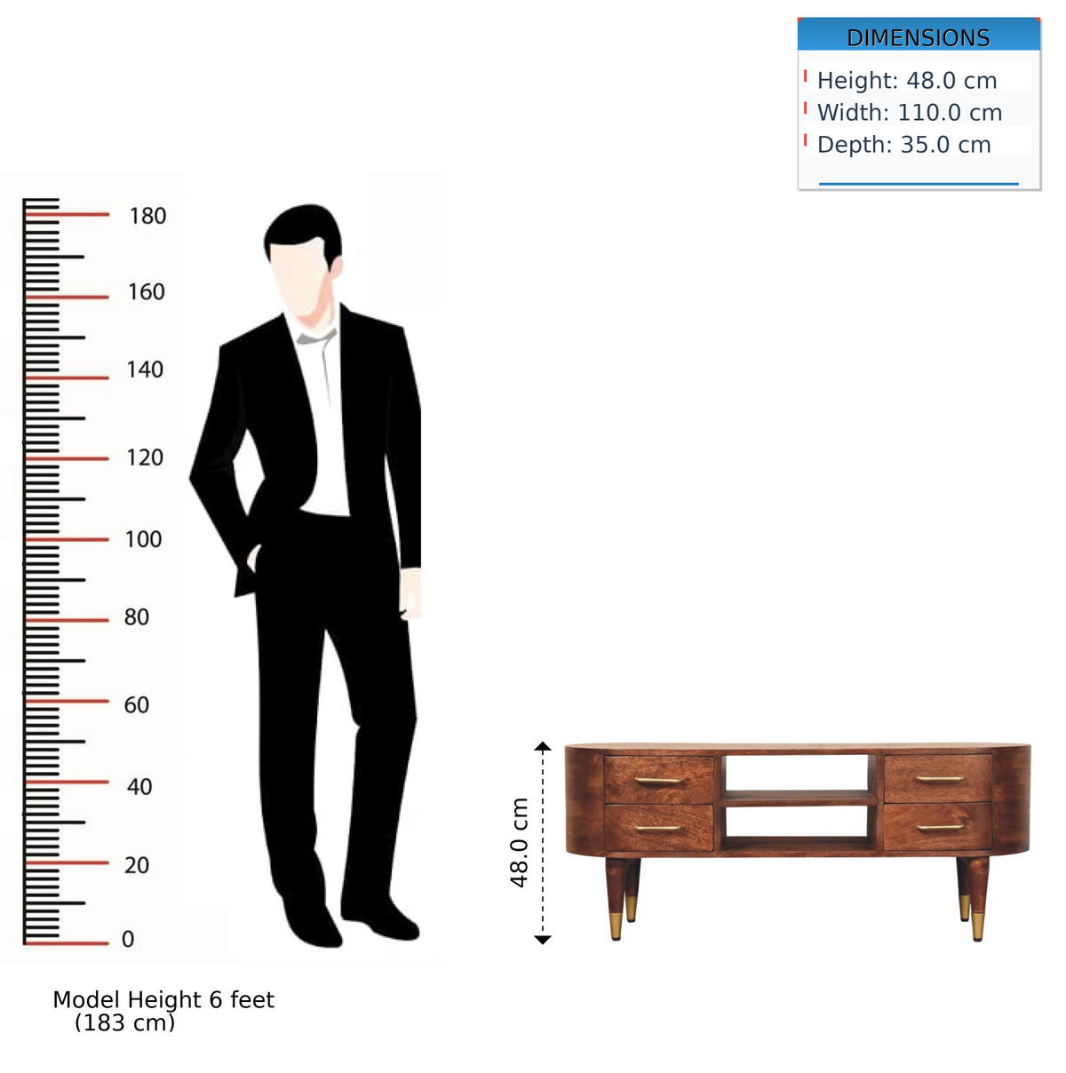 MEDIENEINHEIT mit Wine-Wood-Oak-Finish, 4 Schubladen, 2 offene Ablagen, T-Bar-Griffe, braun - Goldfarben/Braun, Holz/Metall (110/48/35cm) - Artisan Furniture