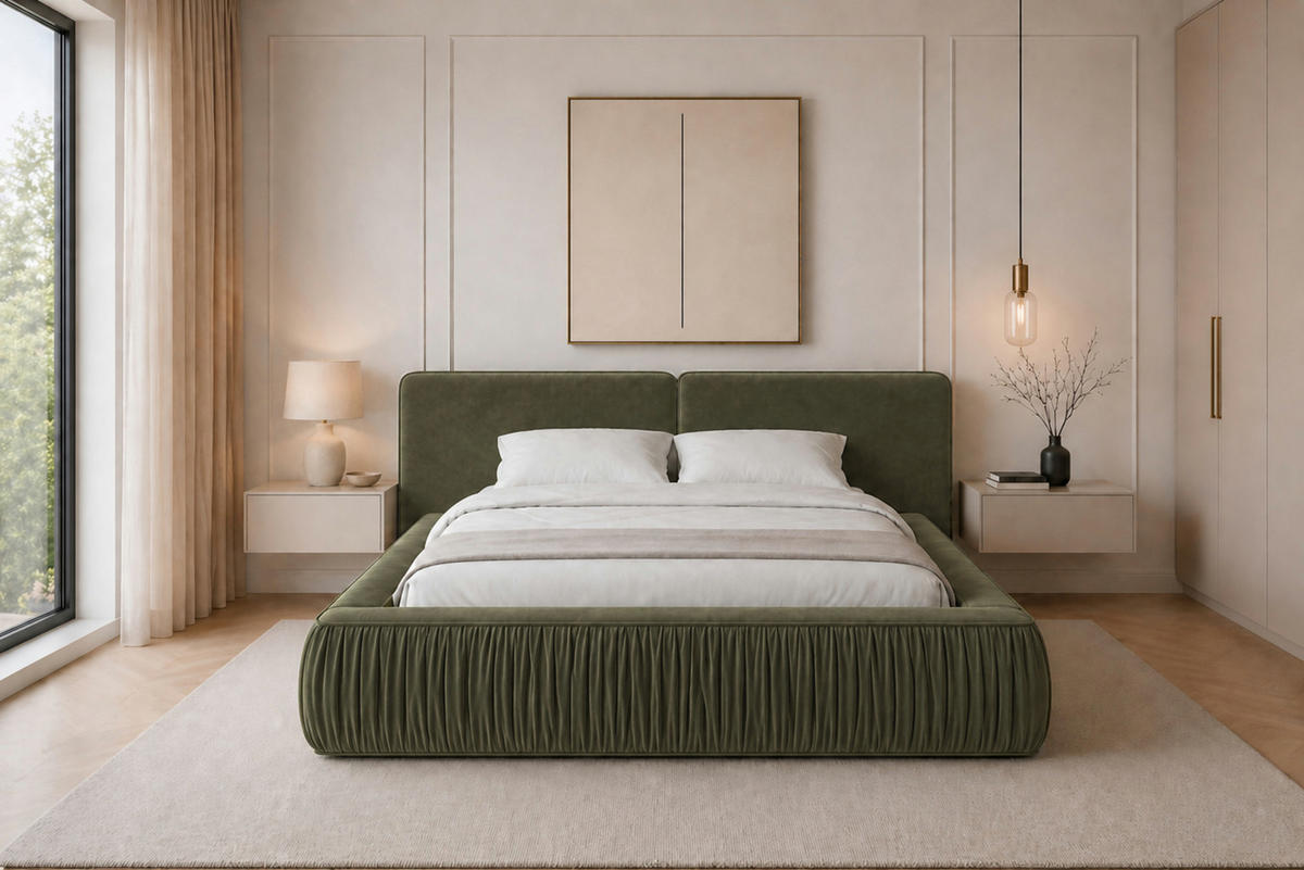POLSTERBETT 08 140 x 200 cm – Riviera – Bett mit Gasdruckfedern und Stauraum - Grün, Holz (140/200cm) - ROYAL24_MARKT