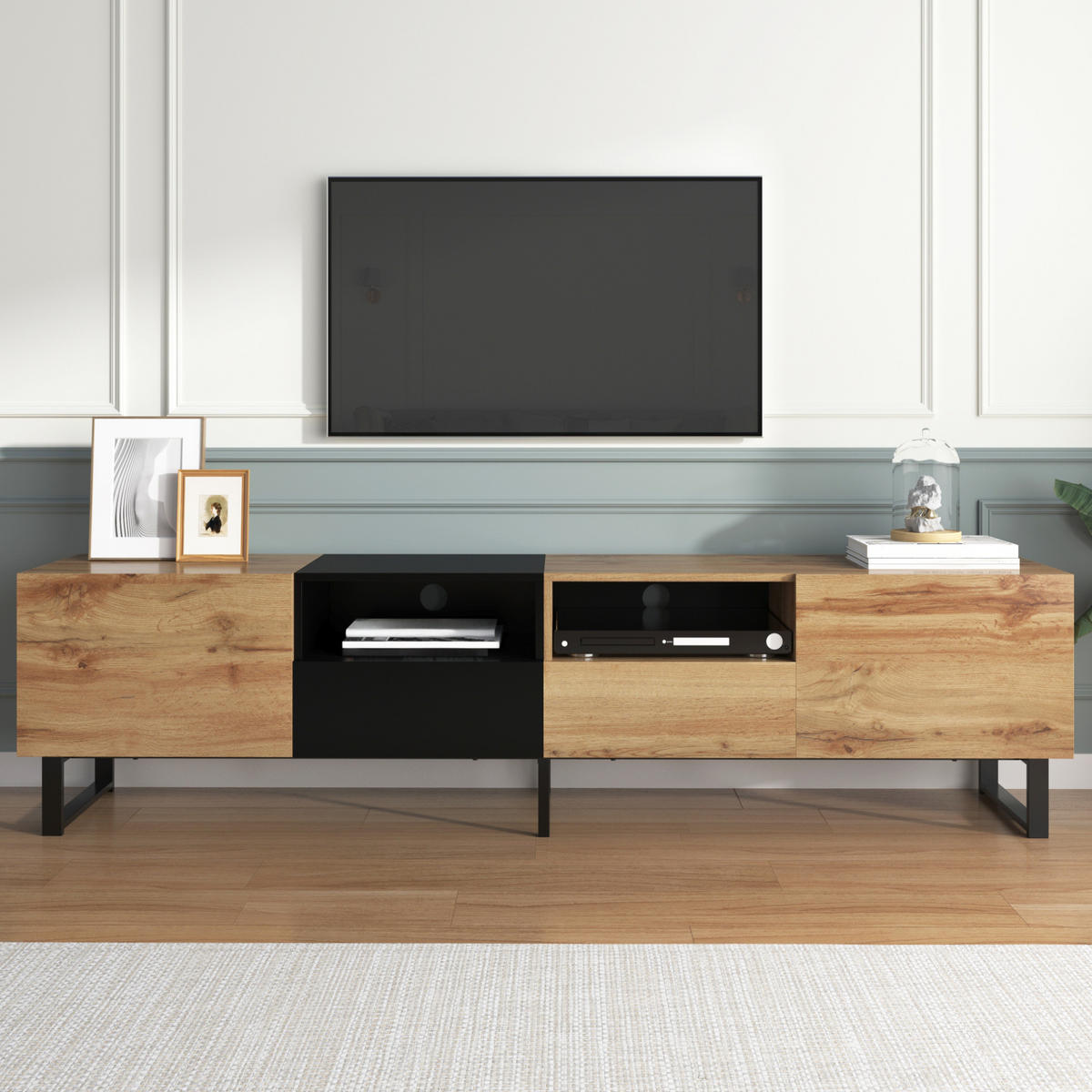 TV-ELEMENT mit 2 Türen und 2 Schubladen 190 x 38 x 48 cm Schwarz Holzoptik - Braun, Holzwerkstoff (38/48/190cm) - Beauniv
