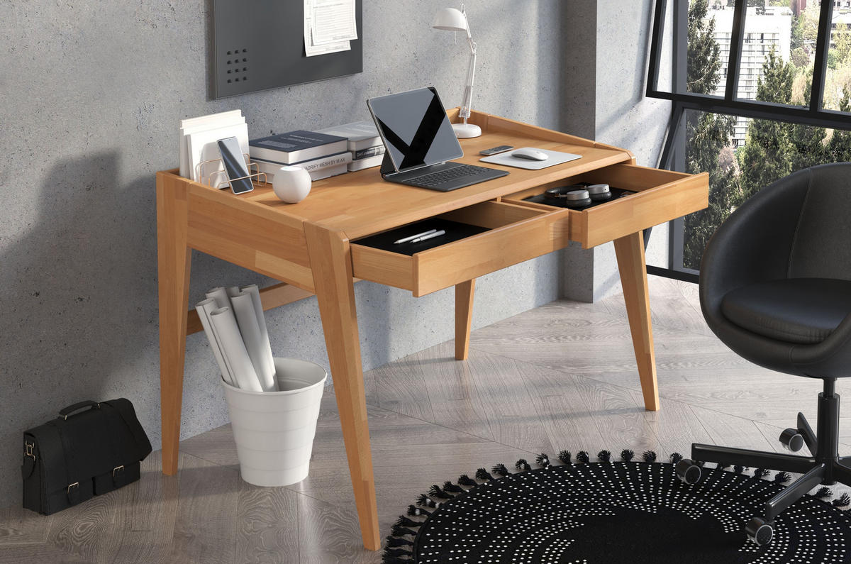 SCHREIBTISCH Lisa, 125/70/81 cm in Naturfarben, Buchenholz - Buchefarben, Holz/Buchenholz (70/125/81cm) - Visby