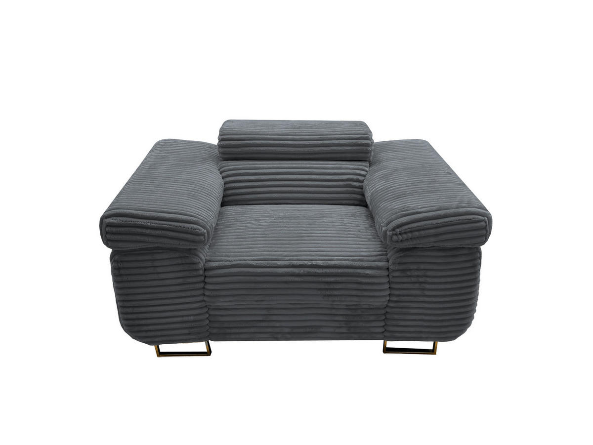 GUSTAW Sitzgarnitur 3+2+1, Schlafsofa 3-Sitzer, Cordbezug Anthrazit - Anthrazit, Textil (225/92/101cm) - KS Home Concept
