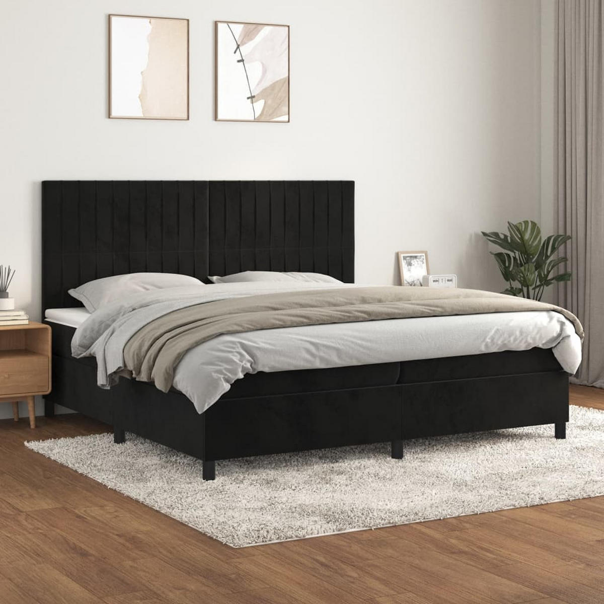 BOXSPRINGBETT Mit Matratze Schwarz 200/200 Cm Samt - Schwarz, Textil (200/200cm) - vidaXL