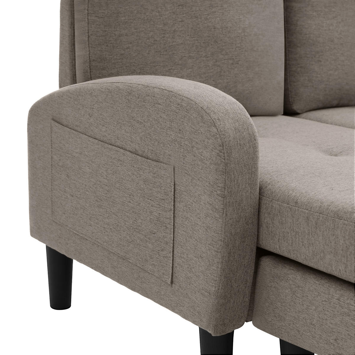 ECKSOFA Leinen Dunkelgrau Mit Chaiselongue - Dunkelgrau, Kunststoff/Textil (166/118cm) - WISHDOR