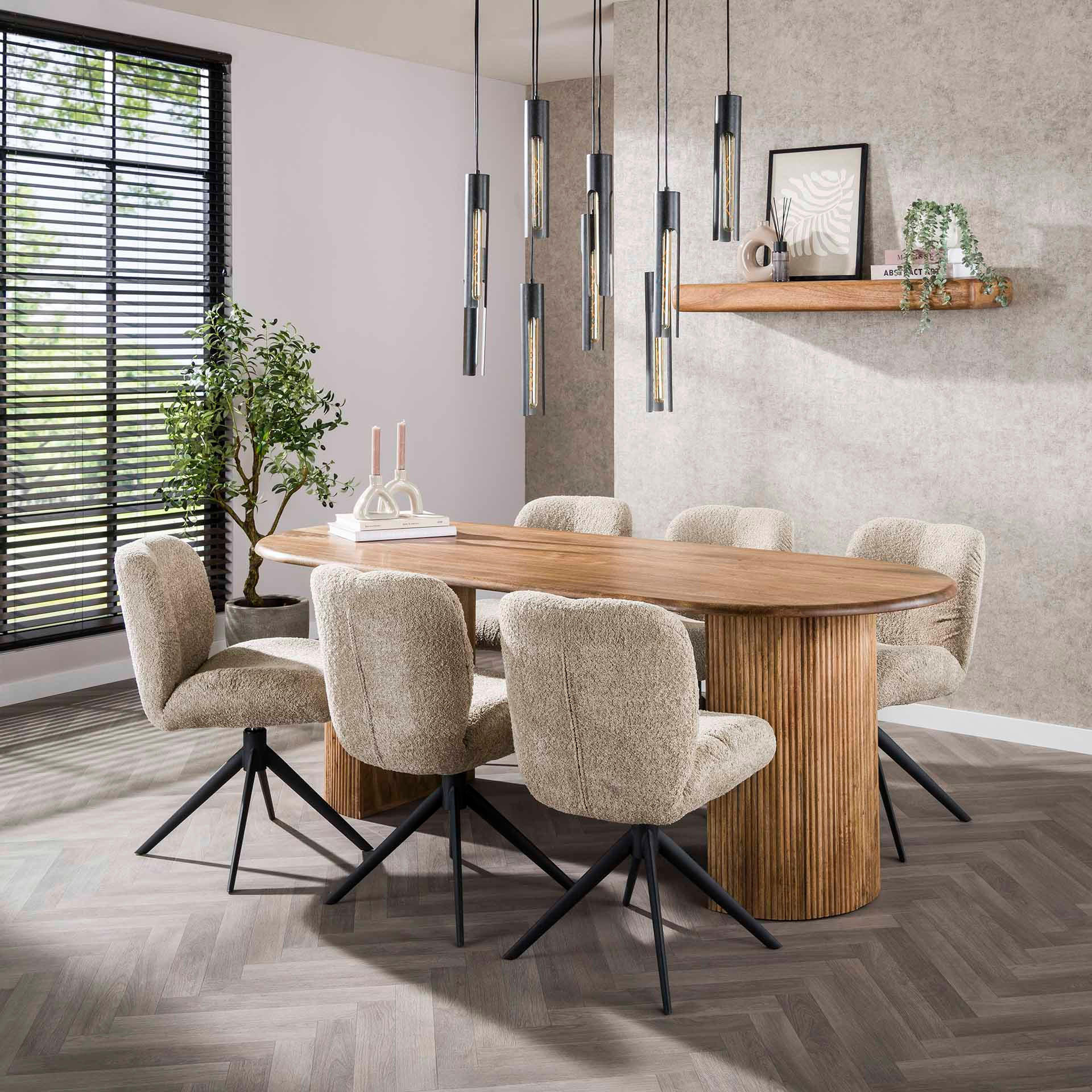 ESSTISCH Wave Beige 90/215/ 78 cm - Beige, Holz (90/215/78cm) - Hoyz Collection