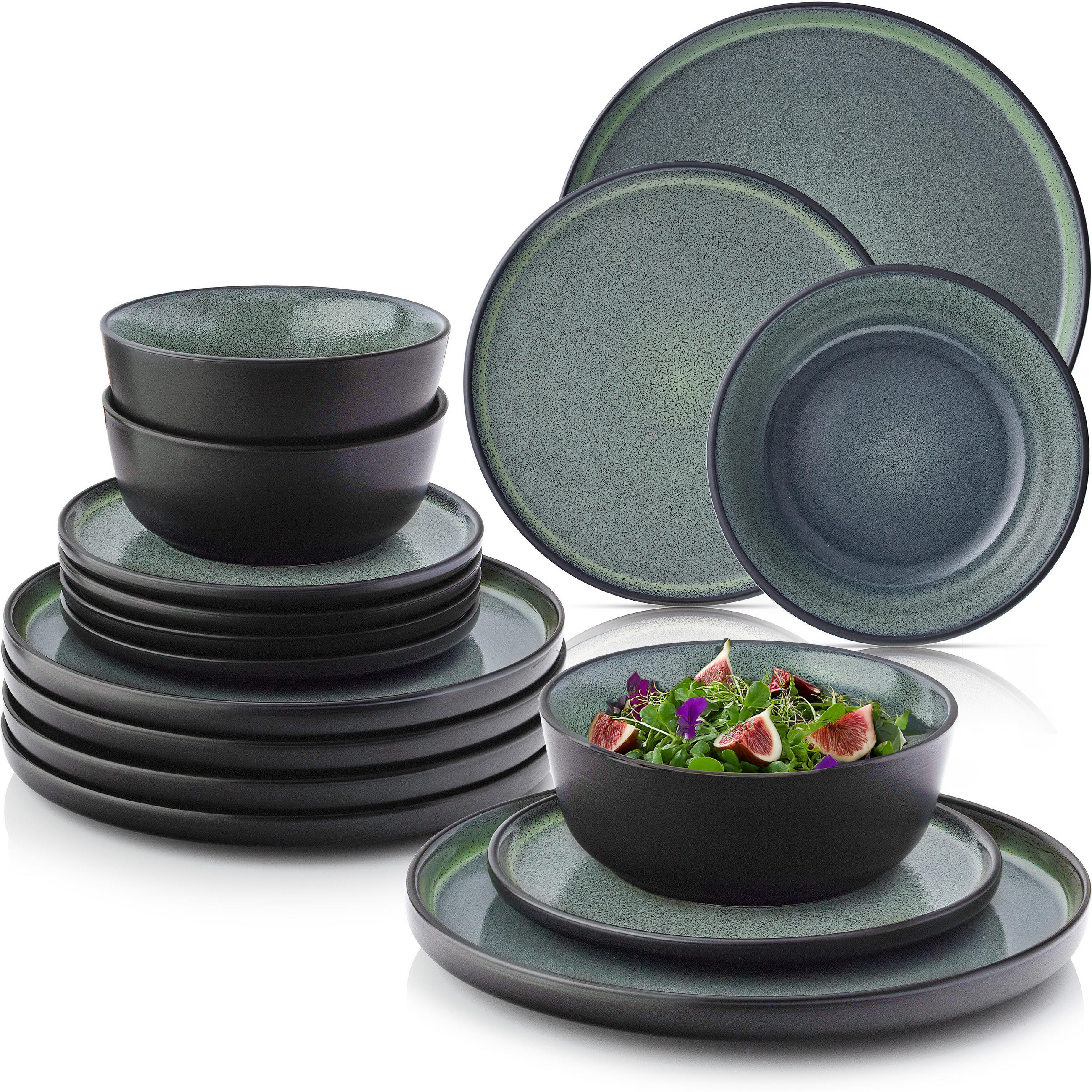 TAFELSERVICE MALMÖ - 18 teilig aus Steingut - Grün, Stein (26.5/6.5/26.5cm) - Sänger