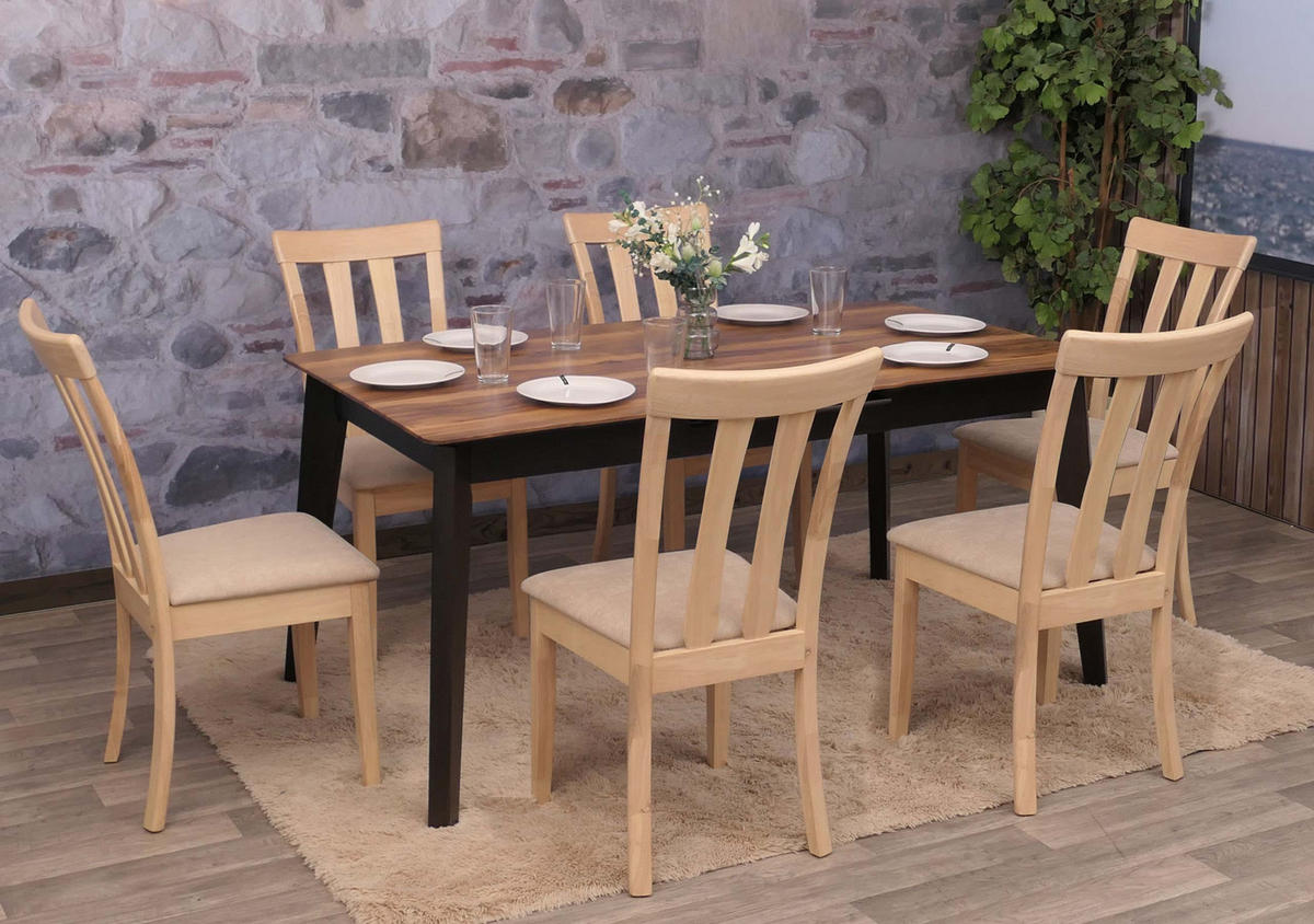 ESSZIMMERSTUHL Beige, Braun 6er-Set - Beige/Braun, Holz (42/96/58cm) - MCW