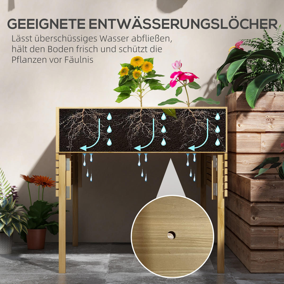 HOCHBEET, Naturholz, Tannenholz - Naturfarben, Holz (91.5/89/122cm) - Outsunny