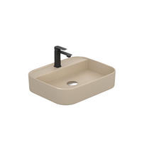 WASCHBECKEN Rechteck Abgerundete Ecken R Mattbeige 40 / 50 / 11 cm - Beige, Keramik (40/11/50cm) - EMKE
