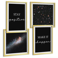 BILDER SET 4er Set - 50x50 cm & 40x60 cm Goldrahmen - Motivationsslogans Sterne Weltraum - Goldfarben, Kunststoff (50/50cm) - TULUP