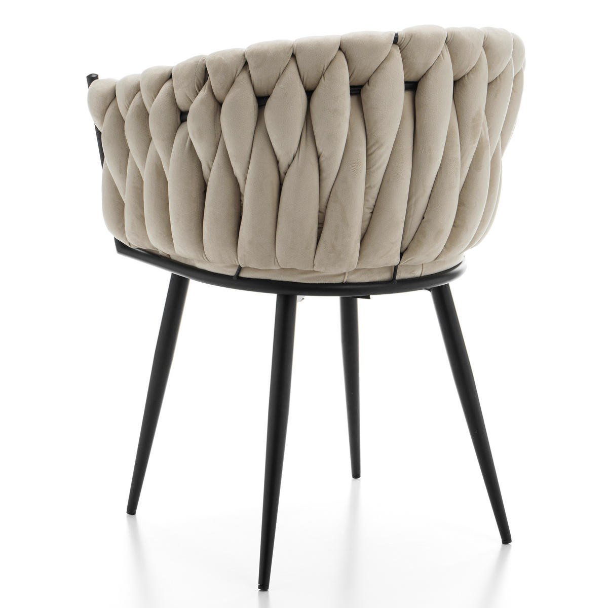 STUHL LATINA gepolstert mit Steppung - beige - Samt Velours - Beige/Schwarz, Textil/Metall (60/83/55cm) - NEW HOME