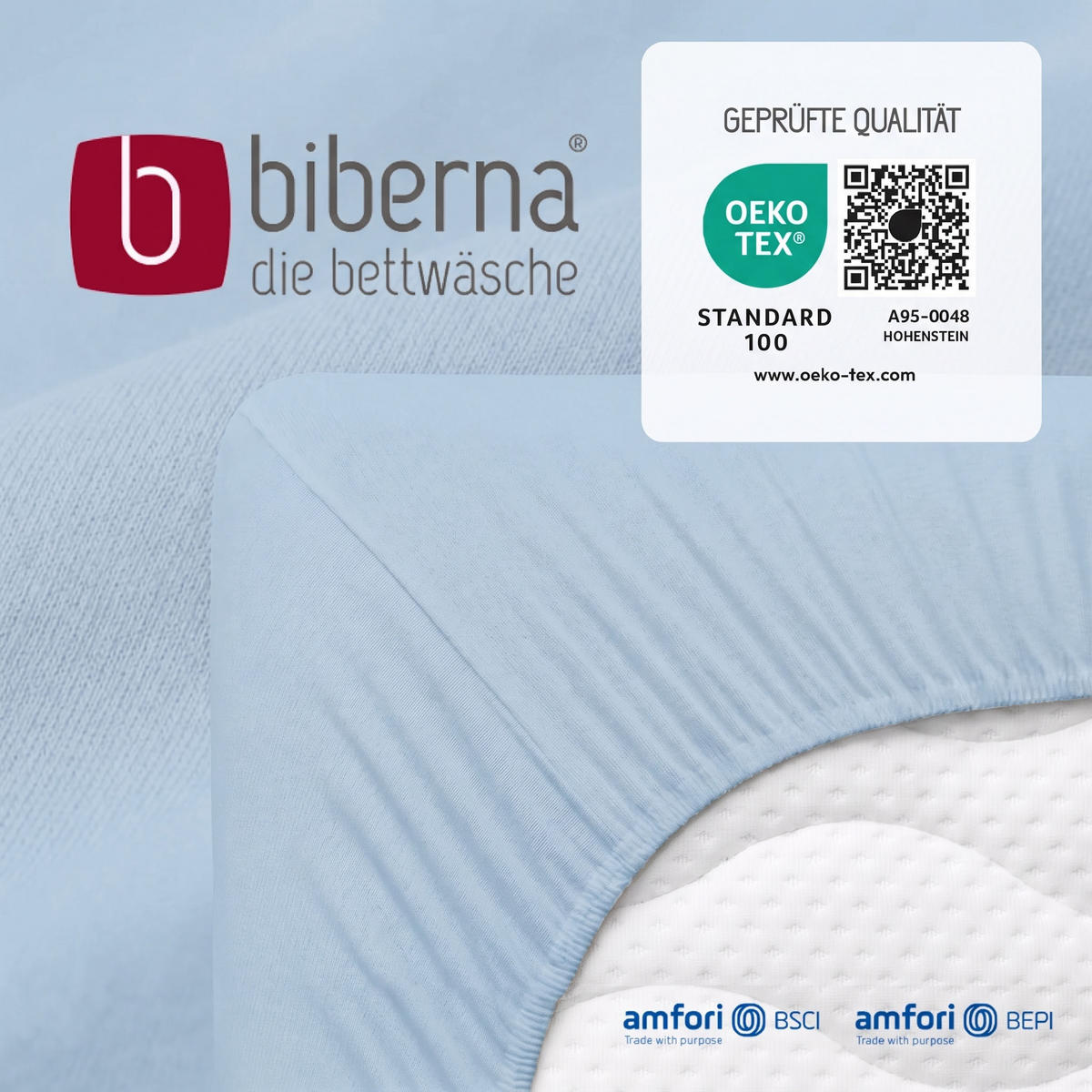 SPANNBETTTUCH Basic Jersey taubenblau, 140x200 cm - 160x200 cm - Blaugrau, Textil (160/200cm) - biberna