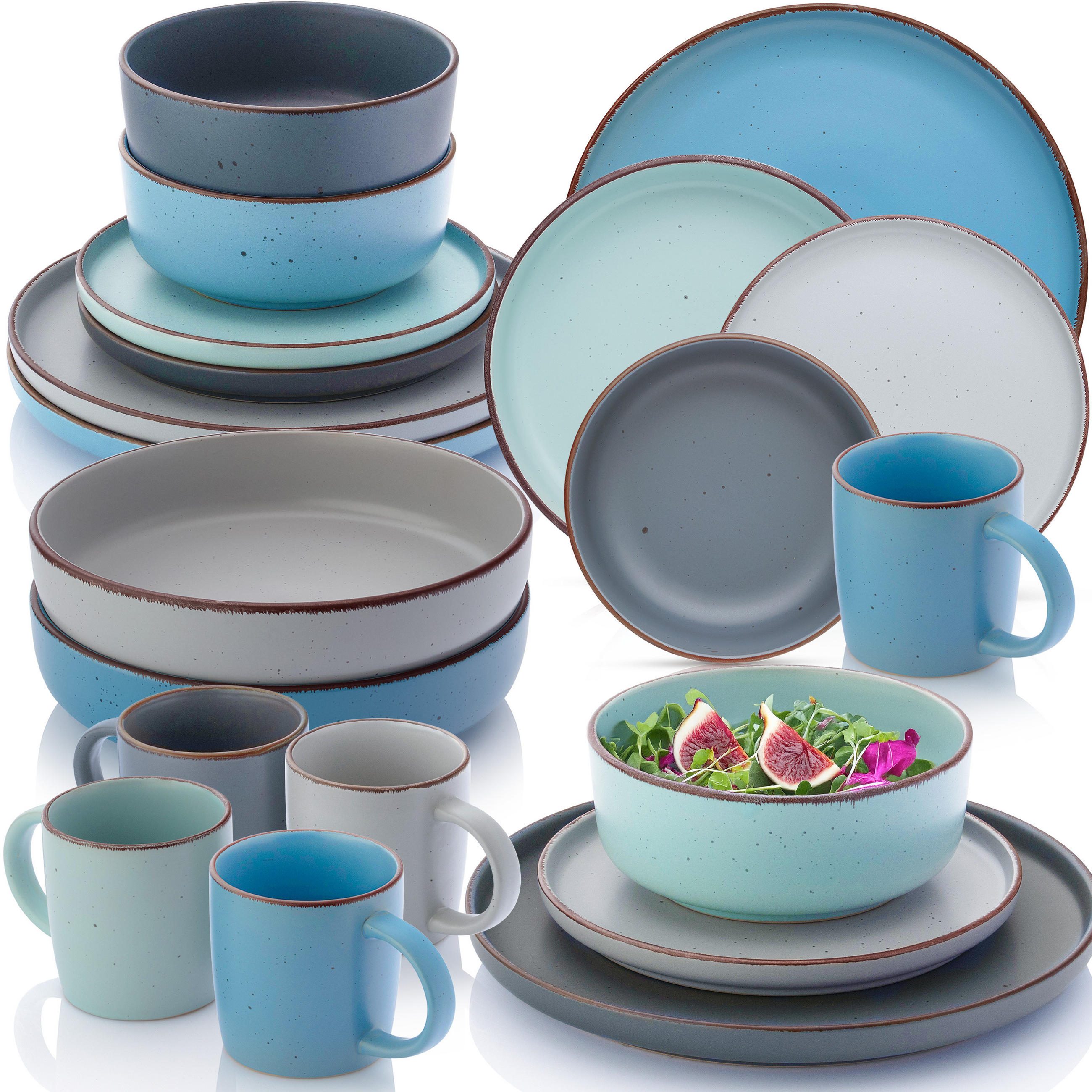 KOMBISERVICE BOMBAY SKY SHADES - 20 tlg aus Steingut - Multicolor, Stein (27/9.5/27cm) - Sänger