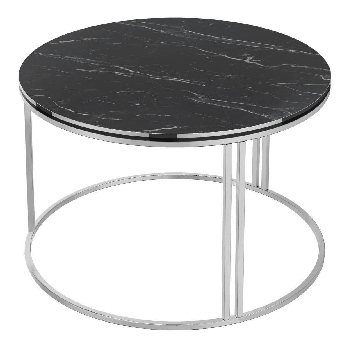 COUCHTISCH Aulum 70/70/50 - Silberfarben/Schwarz, Holzwerkstoff/Metall (70/70/50cm) - [en.casa]