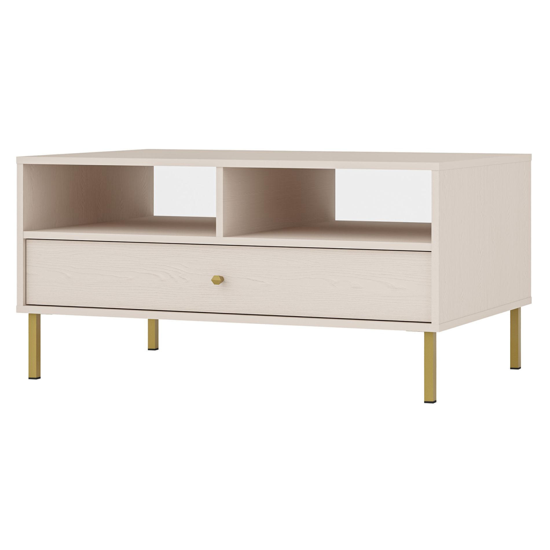 COUCHTISCH Oktio Sandbeige 100 cm - Beige/Goldfarben, Holzwerkstoff/Metall (65/100.2/50cm) - Selsey