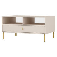 COUCHTISCH Oktio Sandbeige 100 cm - Beige/Goldfarben, Holzwerkstoff/Metall (65/100.2/50cm) - Selsey