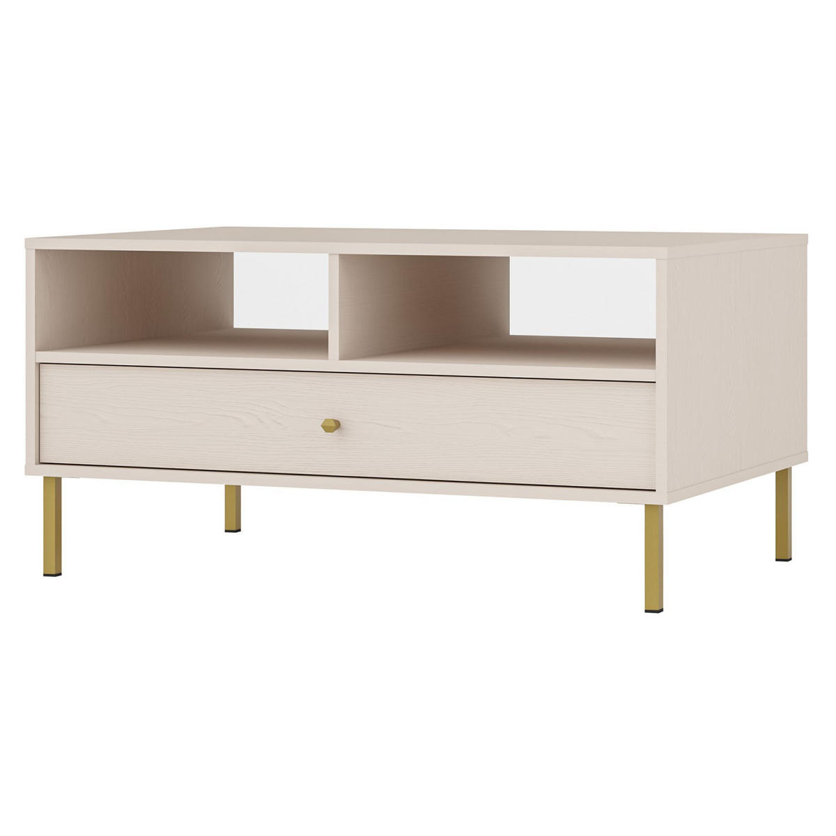 COUCHTISCH Oktio Sandbeige 100 cm - Beige/Goldfarben, Holzwerkstoff/Metall (65/100.2/50cm) - Selsey