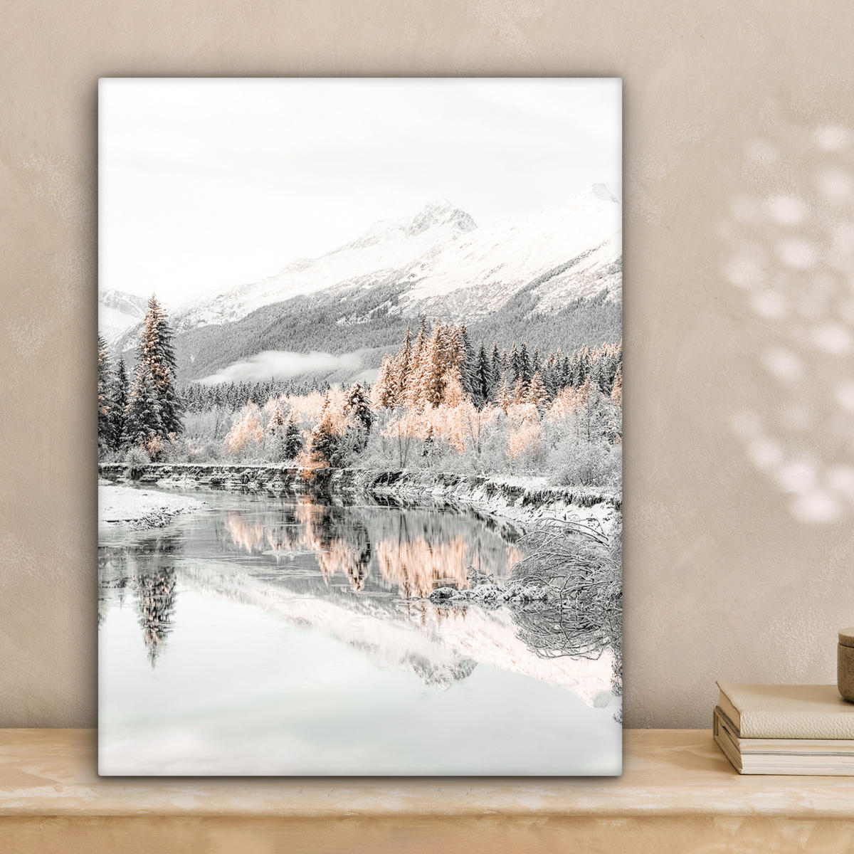 LEINWANDBILD Natur - Winter - Bäume - Berge - Schnee Room Decor 30x40 cm - Weiß Hochglanz, Textil (30/40cm) - MuchoWow