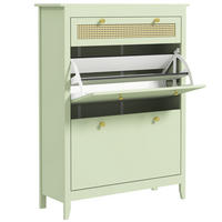 SCHUHSCHRANK aus Holz 88x30x120cm in Grün mit 2 Klappen & Schublade - Grün, Holz (88/120/30cm) - Modfu