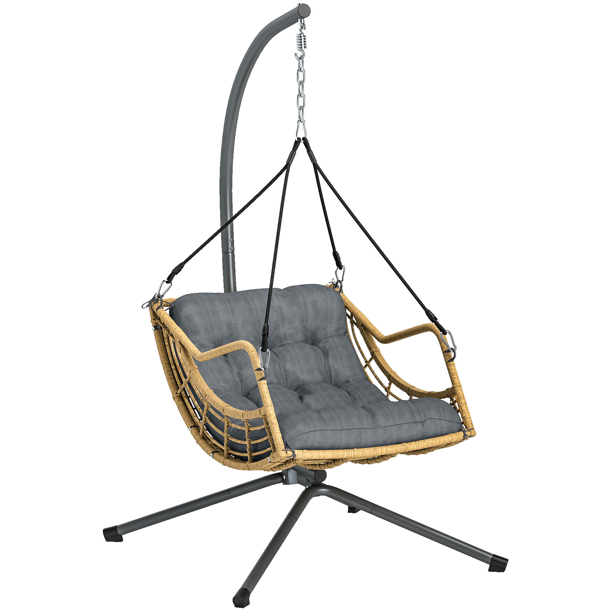 HÄNGESESSEL mit Gestell DE-13714 höhenverstellbar Grau - Dunkelgrau, Metall (100/192/118cm) - ComfortXL