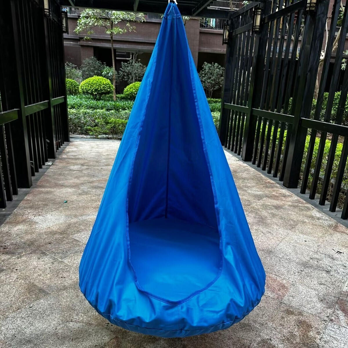HÄNGESESSEL - Blau 100/100/130 cm - Blau, Textil (100/130/100cm)
