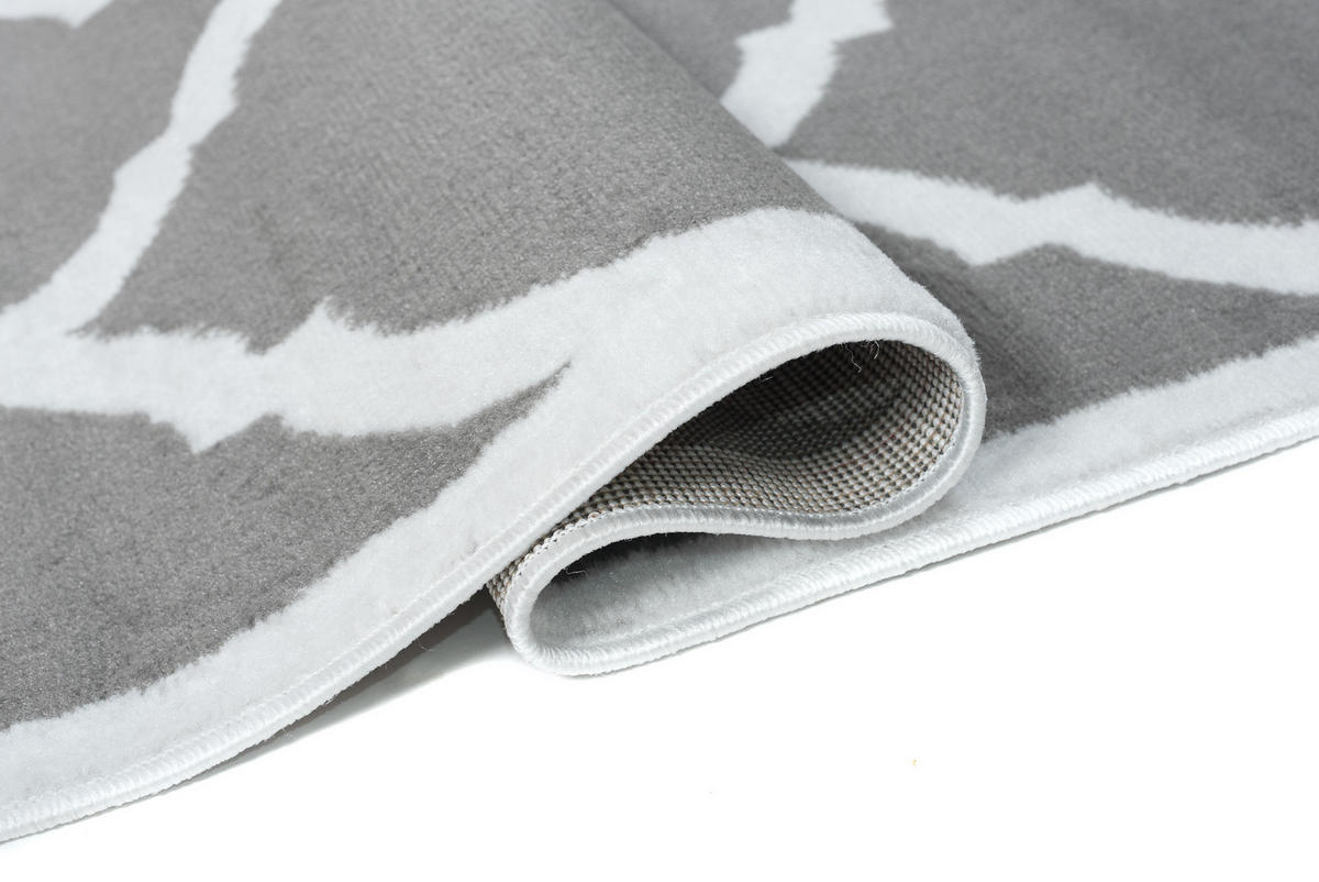 TEPPICH LUXURY Grau Marokkanisch Gitter 250/350 cm - Grau, Textil (250/350cm) - Tapiso