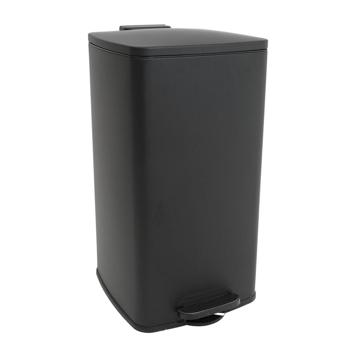 MÜLLEIMER 50 Liter mit Softclose & Fußpedal - Schwarz, Metall (41.5/67.5/49cm) - PROREGAL