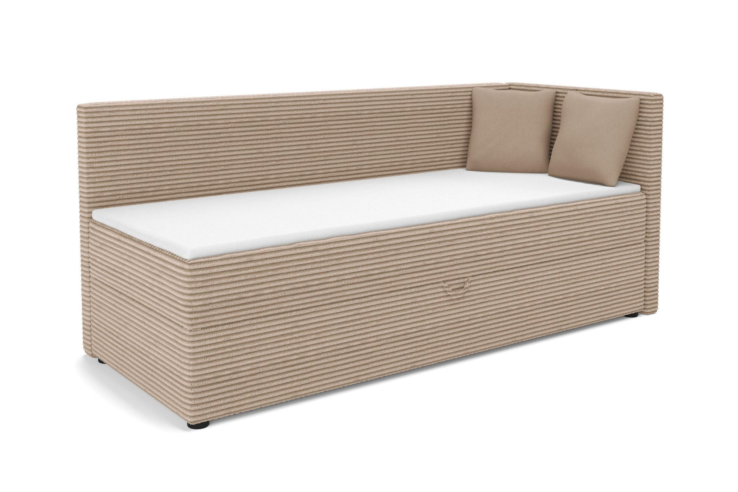 BOXBETT ROBERTO 100/200 in Cord Beige H4 rechts - Beige, Holz/Holzwerkstoff (100/200cm) - Deine Möbel 24