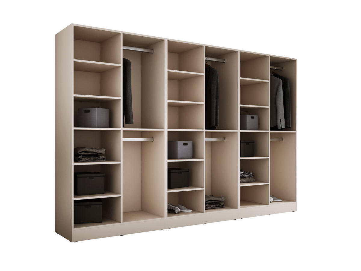 KLEIDERSCHRANK, Gerilltes Glas / Sandbeige / Gerilltes Glas, 300 x 200 x 51 cm - Sandfarben/Naturfarben, Holzwerkstoff (300/200/51cm) - 3XE LIVING