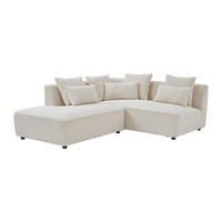 ECKSOFA mit Ottomane links aus beigem Cord MECODI - Beige, Textil (185/231cm) - Vente-Unique