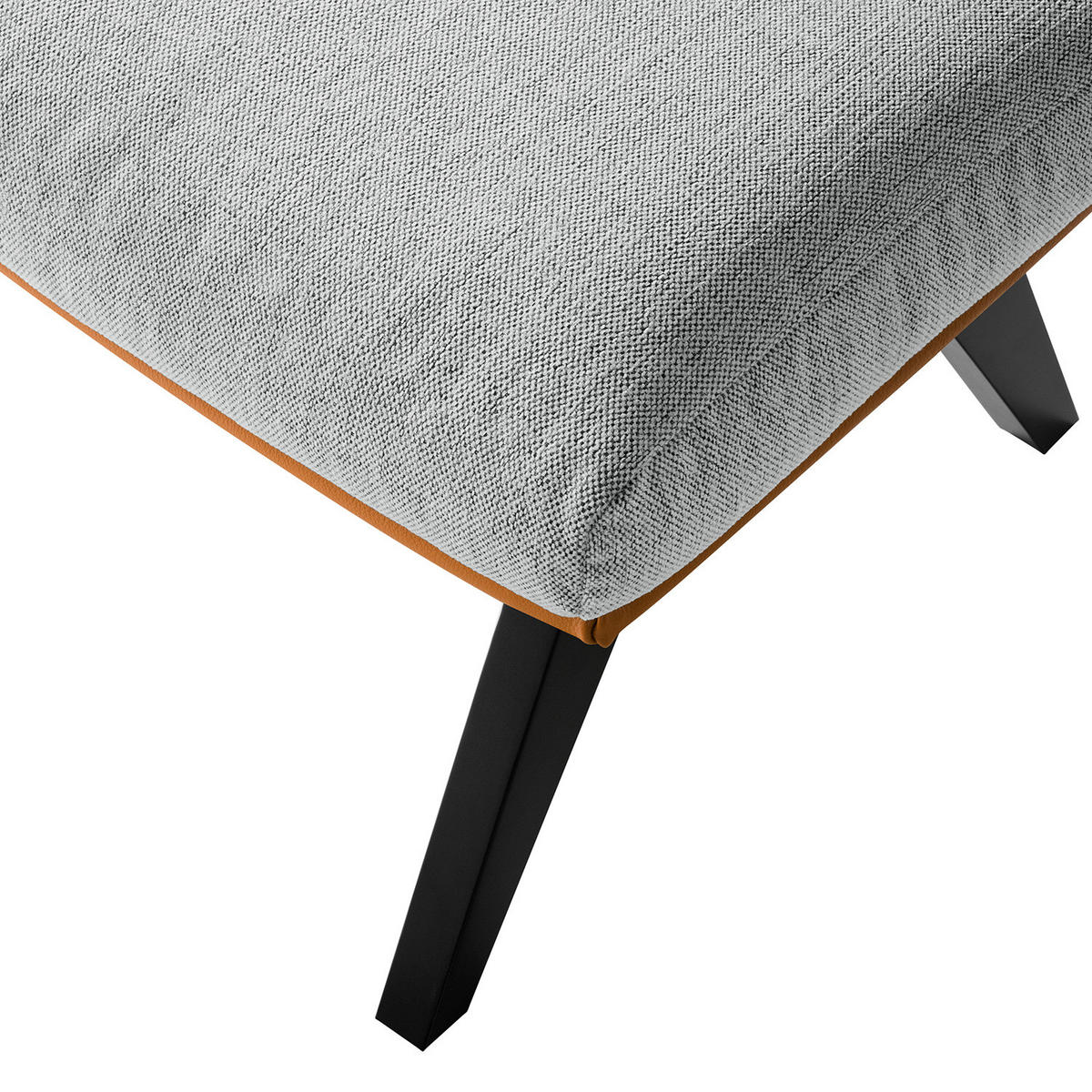 HOCKER mit Holzfüßen - Cognac/Hellgrau, Birkenholz/Textil (54/41/41cm) - home24