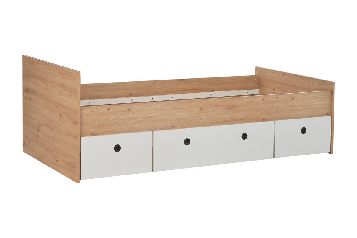 JUGENDBETT Bente 120 x 200 cm - Schwarz/Eiche Artisan, Holzwerkstoff/Kunststoff (120/200cm) - arthur berndt