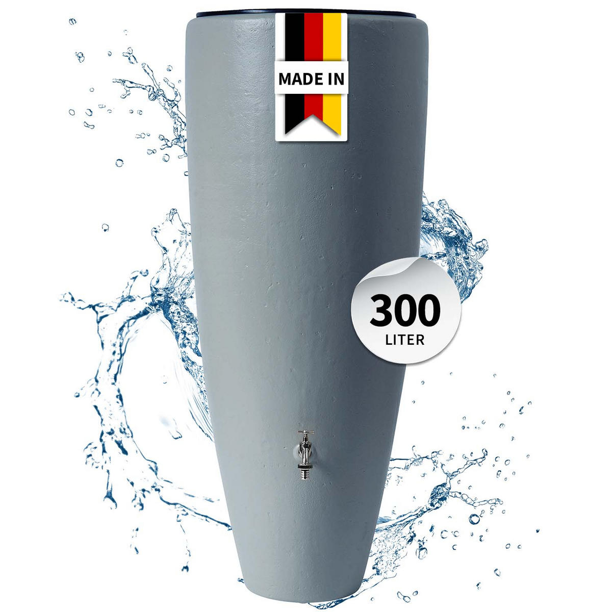 2IN1 Regentonne 300 L, zinkgrau inkl. Pflanzschale - Hellgrau, Kunststoff (62/145/62cm) - GARANTIA