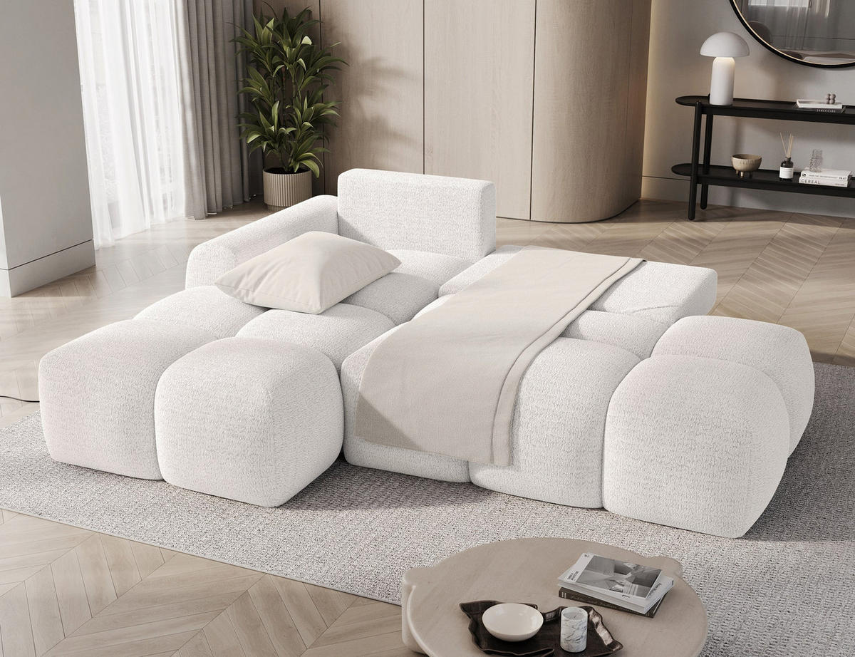 ECKSOFA VITTARIO mit Schlaffunktion & Bettkasten – Modernes L-Sofa 227 cm, inklusive Kissen - Weiß, Kunststoff (227/95cm) - Wohnideebilder