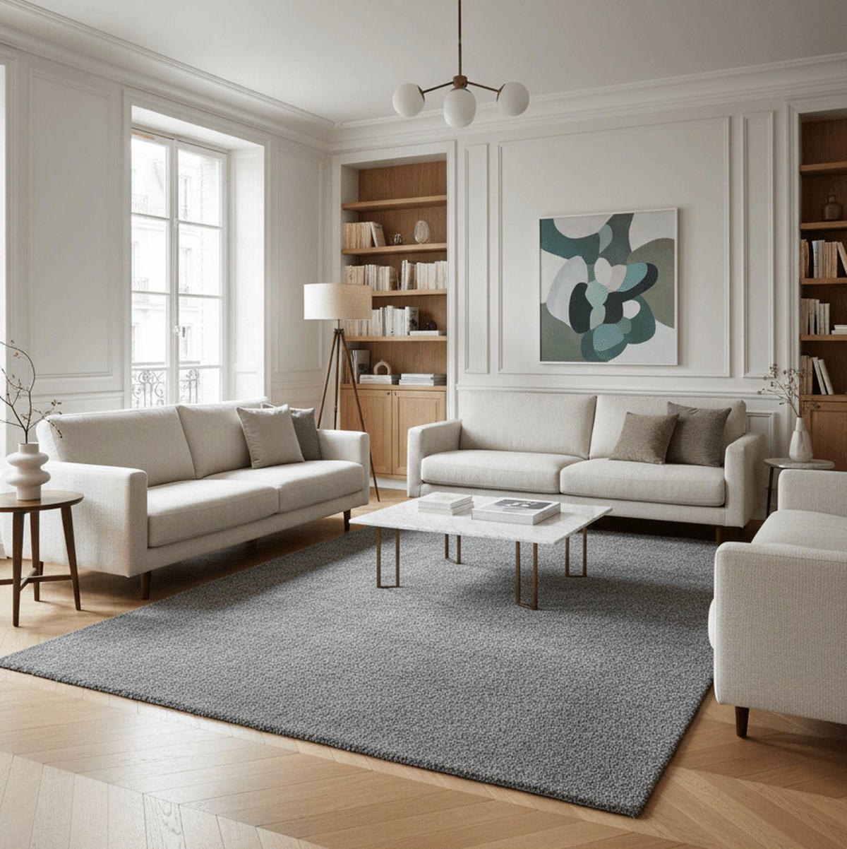 TEPPICH, Einfarbiger, maschinenwaschbarer Anthrazitgrau - Grau, Textil (80/150cm) - AFK Living